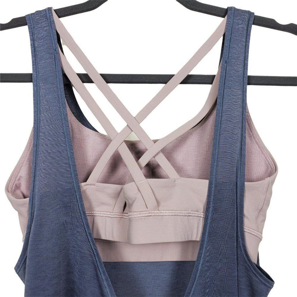 Lululemon Athletica Tank Top Built In Bra Women Size 6 Gray Beige Wrap Back - Picture 7 of 8
